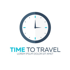 Time to travel. Travel logo. Vector flat illustration.