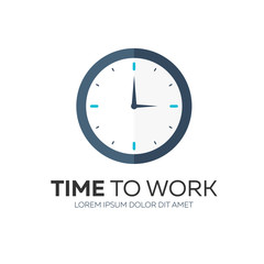 Time to work. Time management. Watch. Vector flat illustration.