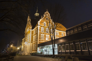 historic townhall wanne-eickel in the evening