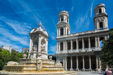 The fountain of Saint-Sulpice and the Church of Saint-Sulpice