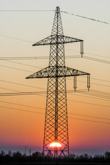 High tension poles, Austria, Burgenland, Northern Burgenland, Pa