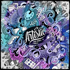 Cartoon cute doodles hand drawn Artistic illustration