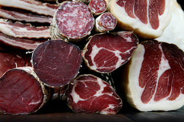 Italian lunch meat prosciutto and salami