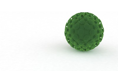 Virus model infinite white background right view 3d render