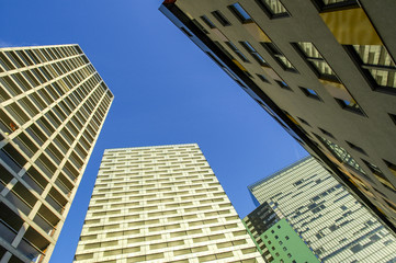 Fototapeta na wymiar Wienerberg City, modern architecture, tower of flats, Twin Tower