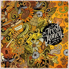 Cartoon doodles Honey frame design