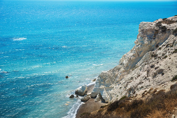 A high rock is in Mediterranean of Cyprus