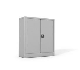 Metal cabinet for documents on a white background. 3d illustrati