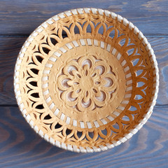 elm plate on a wooden background