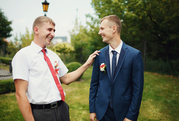 Happy groom with his best friend