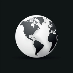 Fototapeta na wymiar black earth globe world map design america