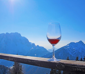 Wine glass in mount restaurant