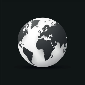 black earth globe world map design