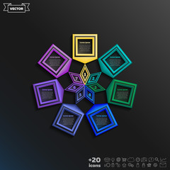 Vector infographic design with colorful square.