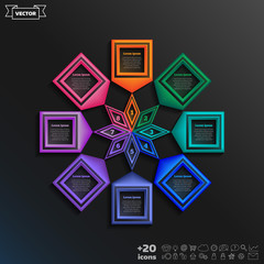 Vector infographic design with colorful square.