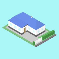 Village isometric building. Vector illustration