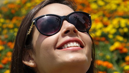 Happy Teen Girl With Sunglasses