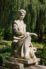 Women old statue in central park in Edinet city, north of republic of Moldova