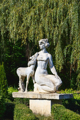 Women old statue in central park in Edinet city, north of republic of Moldova
