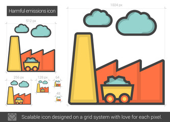 Harmful emissions line icon.