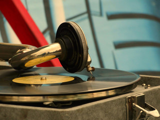 The old gramophone on the table