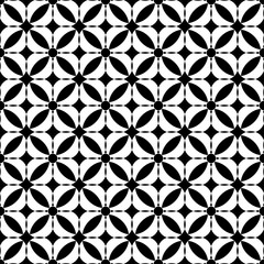 Abstract seamless geometric black & white flower pattern