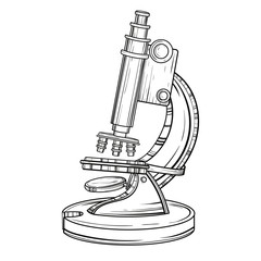 Vector old microscope. Vintage hand drawn illustration for scien - 136582239