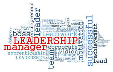LEADERSHIP MANAGER word cloud. Concept for business successful, brainstorming, motivation or other your content. 
