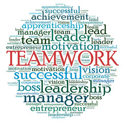 TEAMWORK word cloud. Concept for business successful, brainstorming, motivation or other your content. 