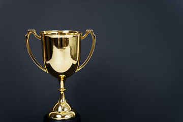 Fototapeta na wymiar gold winner cup on black background