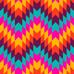 Abstract colorful mosaic. Seamless pattern of geometric shapes in vector.