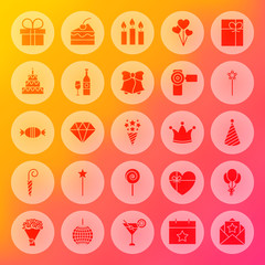 Happy Birthday Solid Circle Icons