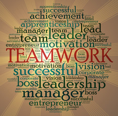 TEAMWORK word cloud. Concept for business successful, brainstorming, motivation or other your content. 