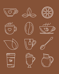 Fototapeta na wymiar Coffee and tea icons.