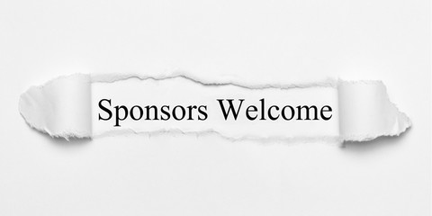 Sponsors Welcome on white torn paper