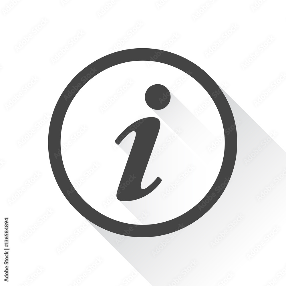 Poster information icon vector illustration in flat style isolated on white background with long shadow. sp