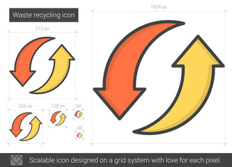 Waste recycling line icon.