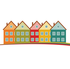 Houses silhouettes vector. Color residential buildings logo. Vector image.