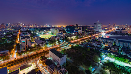 Fototapeta na wymiar Aerial view of another side of Bangkok, Thailand.