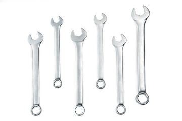 Isolated set of fix wrench on white background