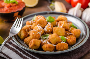 Golden fried mini croquette