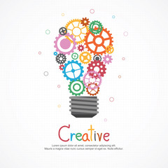 Gears light bulb for ideas and creativity