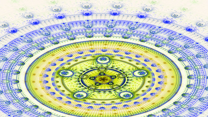 Arena. Stadium. Circles. 3D surreal illustration. Sacred geometry. Mysterious psychedelic relaxation pattern. Fractal abstract texture. Digital artwork graphic astrology magic