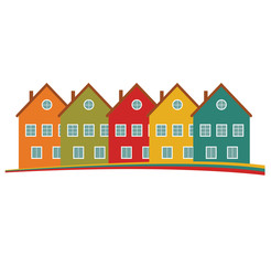 Houses  vector.  Color residential  buildings logo.