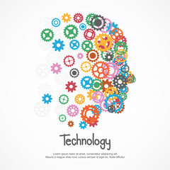 Gears human face for technology