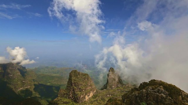 Ethiopia. Simien Mountains National Park. View from Imet Gogo peak. Timelapse Full HD Video