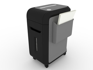 3d rendering black of a shredder for paper isolated on a white background.