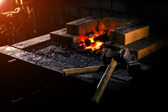 Forge fire   used for creating iron tools in blacksmith's.