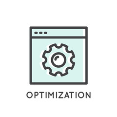 Vector Icon Style Illustration Logo Set  of Web, Mobile and App Development tools and processes, Optimization, Seo, Isolated Simple Web Symbols