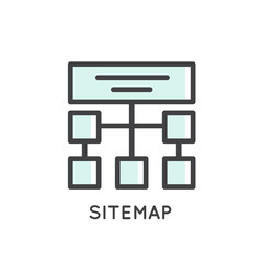 Vector Icon Style Illustration Logo Set  of Web, Mobile and App Development tools and processes, Sitemap, Hosting, Structure, Isolated Simple Web Symbols